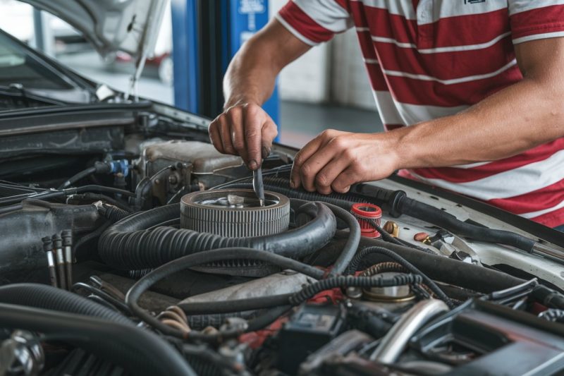 Car mechanic looking for common car problems